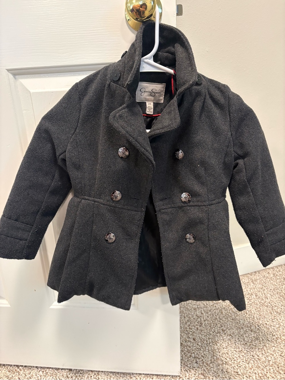 Jessica Simpson Girls' Gray Double-Breasted Peacoat
